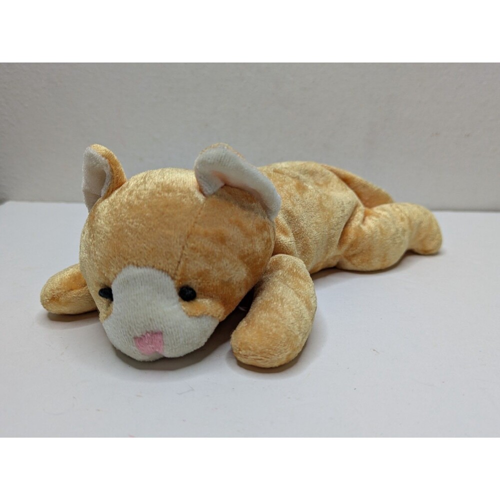 Russ Wishlings Cat Tasha Beanie Plush Orange & White Tabby 90s Satin Velour